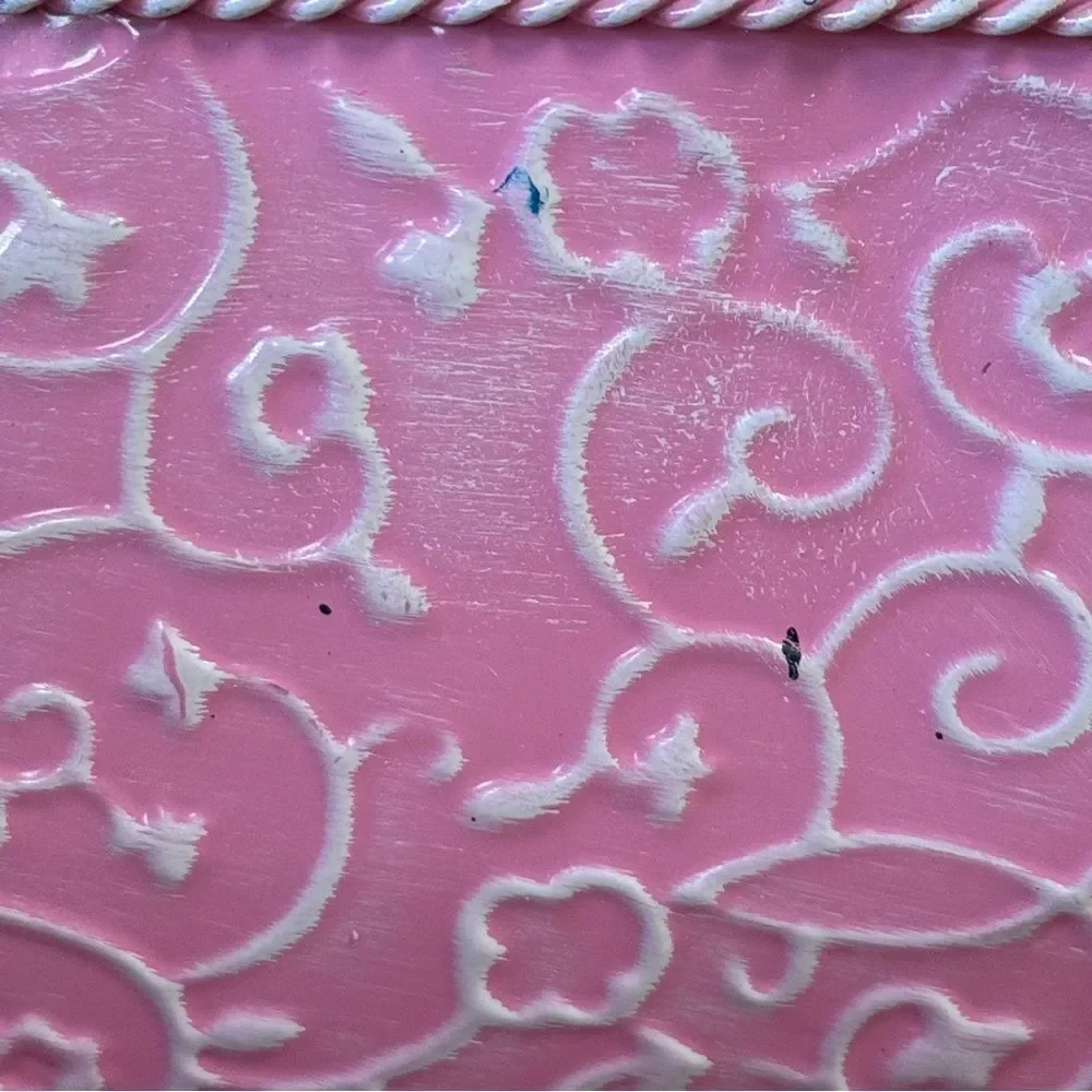 Pink Embossed Decorative Tin Planter Or Decorative Bin